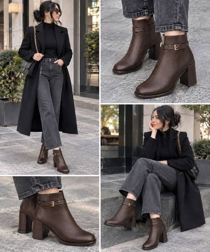 بوت قهوه ای و مشکی
